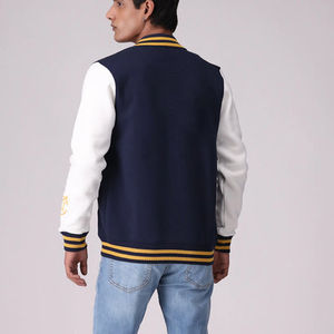 High Quality Wholesale Custom Logo <b>100</b>% <b>Wool</b> Men's Casual Classic Tones Button Closure Varsity Jacket for Men - Product Image 5