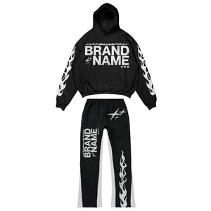 Trending Graphic Hoodie & Flare Joggers Set | Chándal de algodón con hombros caídos unisex - Product Image 6