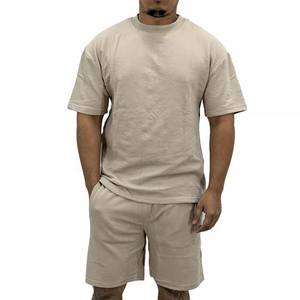 Camiseta transpirable de manga corta de punto de moda de verano para hombre, pantalones cortos informales de Color sólido, conjunto de cuello redondo para hombre - Product Image 6