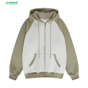Nouveau Sweat à Capuche Unisexe Personnalisé Couleur Unie Épais 440 GSM en Tissu Éponge Surdimensionné avec Fermeture Éclair et Bord Côte Contrastant 100% Coton - Product Image 5