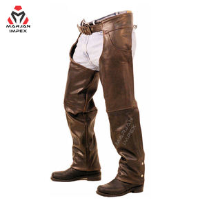 Chaps en cuir pour moto pour hommes, chaps de moto en cuir, équipement de protection durable pour les voyages en moto, les croisières, toutes saisons, ajustement premium - Product Image 1