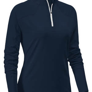 Camiseta de Punto Casual de la Mejor Calidad para Mujer, con Cierre de Cremallera de un Cuarto, al por Mayor, Regular, Ecológica, Transpirable, con Logotipo Personalizado, de Algodón - Product Image 3