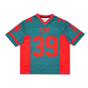 2025 Oversized Crop Boxy American Football Jersey Retro Streetwear <b>Mesh</b> <b>Short</b> Sleeve Solid Knitted Casual Heat-Transfer Blank - Product Image 6