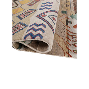 Manchaha Ivory Hand Knotted Wool & Bamboo Silk Rug Modern Floral Geometric Design <b>Washable</b> Carpet for Home Use-Les-2931 - Product Image 2