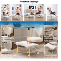 Chaise de méditation ergonomique avec dossier en forme de cœur, repose-pieds, hauteur réglable, pivotante et à roulettes, pour bureau, étude ou dressing