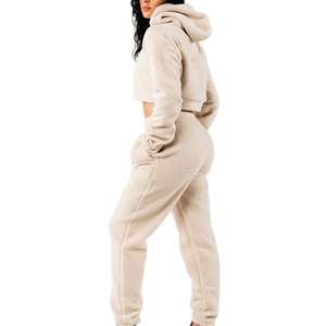 Ensemble de survêtement professionnel en molleton de coton biologique pour femme, coupe classique, 2 pièces, longueur complète, sweat-shirt à capuche et pantalon de jogging - Product Image 1