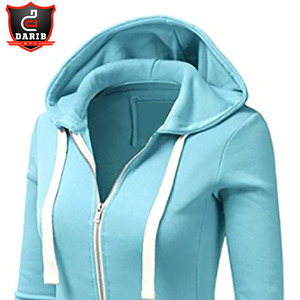 . Sweat à capuche avec poche avant femmes couleur unie pull design coton mélange tissu parfait pour la gym collège ou vêtements de voyage - Product Image 1