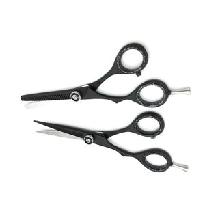 Kit de ciseaux amincissants de barbier de haute qualité enduit de couleur noire beaux kits de barbier ciseaux de barbier en acier inoxydable - Product Image 6