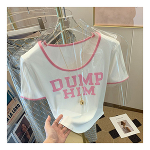 Camiseta de manga larga con cuello redondo para mujer, camiseta blanca estampada, venta directa de fábrica - Product Image 1