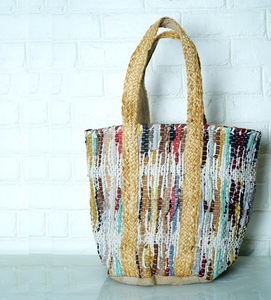 Bolso Tote Bohemio de Yute/Cuero Sólido para Mujer, Verano, Ecológico, Abierto, Hecho a Mano, Playa, Tamaño Personalizado, Uso Diario, Delhi - Product Image 5