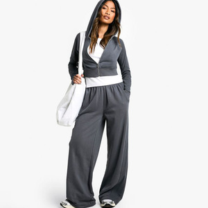 Conjunto de chándal de 2 piezas para mujer con inserción de gofres de carbón personalizado, Sudadera con capucha y pantalones de chándal, conjunto de chándal de 2 piezas de longitud completa para mujer - Product Image 1