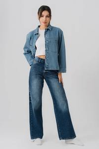 Custom Quick Dry Denim <b>Jeans</b> Mid Waist Casual Winter Streetwear Pants with <b>Button</b> Design Wholesale <b>Women's</b> Pants - Product Image 4