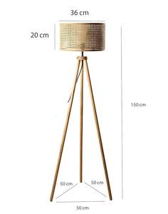 Lámpara de Pie de Ratán Rústica y Elegante de Nogal para el Hogar, Lámpara de Pie de Ratán para Sala de Estar, Lámpara de Pie de Tela Multicolor, Suministro al por Mayor - Product Image 4