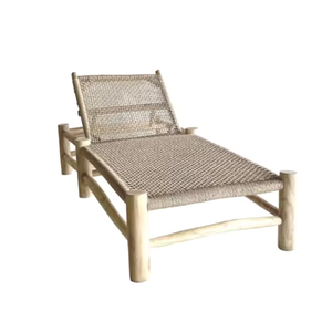 Premium Luxury Hotel Outdoor Furniture Sunset Sunbed Wooden Sun Loungers Eco-friendly Teak <b>Frame</b> Waterproof Fabric Made - Product Image 2