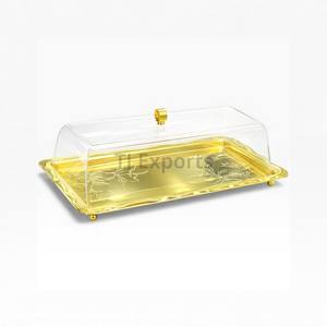 ที่เสิร์ฟช็อกโกแลตอะคริลิคใสสองชั้นพร้อมฐานสีทองสำหรับการจัดวางบนโต๊ะอย่างมีระดับ - Product Image 3