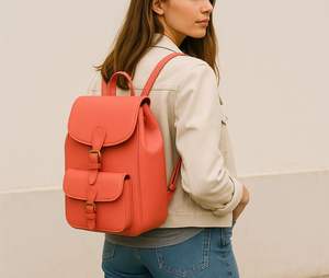 Sac à dos vintage en cuir véritable pour femmes, fermeture à boucle classique, sac de voyage et d'école - Product Image 4