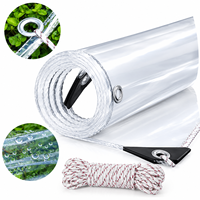 Bâche transparente avec œillets 6x6,5 pieds, robuste, imperméable, résistante aux déchirures, bords renforcés, épaisseur 14 mil, pour usage extérieur et tentes