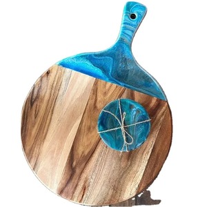 Tabla de queso moderna de tendencia industrial, respetuosa con el medio ambiente, resina de madera biopersonalizada, apto para lavavajillas, tabla de cortar de cocina, mango de posavasos - Product Image 1