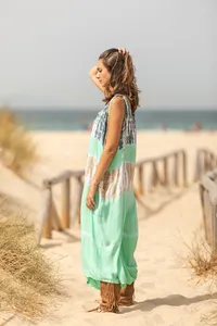 2024 combinaison de rayonne à la mode la plus vendue pour les dames tissu doux avec conception à manches longueur de plancher pour les occasions de plage - Product Image 5