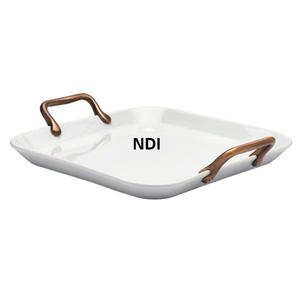 Bandeja de Servicio Decorativa de Metal Hecha a Mano con Acabado Antiguo, Calidad Premium, Multiusos para Servir el Desayuno - Product Image 5