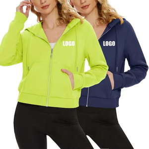 Sudadera con capucha de lana para mujer al por mayor de alta calidad, abrigos con cremallera para mujer, sudaderas de manga larga, ropa deportiva informal para correr - Product Image 1
