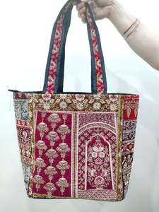 Sac fourre-tout en coton de 18 pouces, nouveau design, décontracté, floral, plage, matelassé, sac à main à carreaux diamant, sac d'épicerie pour les voyages, meilleur sac - Product Image 3