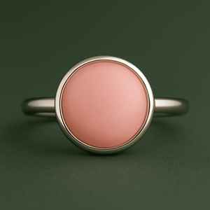 Luxe élégant 8mm rond rose corail pierres précieuses réglage de la lunette 92.5 bague en argent mince bande toutes tailles parfait pour les femmes - Product Image 3