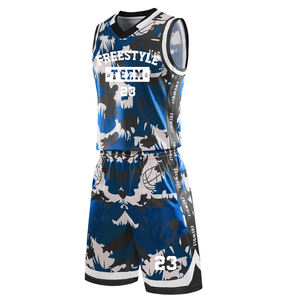 ชุดกีฬาบาสเก็ตบอลแขนกุดโพลีเอสเตอร์เสื้อเจอร์ซีย์พิมพ์ลายสำหรับผู้เล่น - Product Image 5