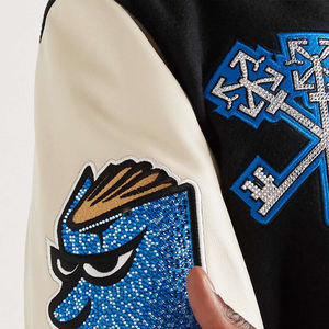 Alta calidad logotipo personalizado bordado Diseño nueva fábrica al por mayor de los hombres Varsity chaqueta de béisbol cierre de cremallera chaqueta OEM - Product Image 4