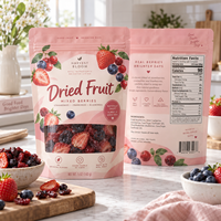 Sachet refermable autoportant pour fruits secs et en-cas, sac en aluminium avec fermeture éclair