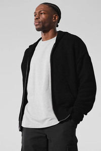 Sweat à capuche noir surdimensionné de haute qualité pour hommes, impression DTG personnalisée, coton français, fermeture éclair bidirectionnelle, poche d'hiver - Product Image 3