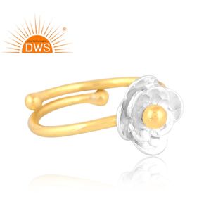 Último diseño hecho a mano 18K chapado en oro diseño floral anillo apilable Demi joyería fina para mujer regalo para ella - Product Image 2