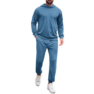 Ropa deportiva de invierno Sudadera con capucha informal y pantalones de chándal Hombres Conjunto de 2 piezas Bloque de color Chándales al aire libre para hombres Conjuntos de Jogger de diseño personalizado - Product Image 3