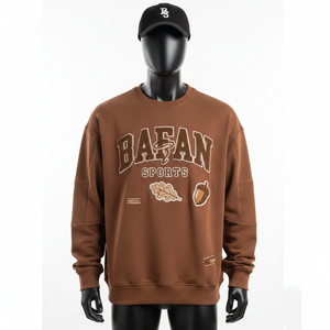 Sudadera de Hombre, Algodón Premium, Felpa, Tejido Suave Cepillado, Color Marrón, Logotipo Bordado en Chenilla Personalizado, Sudadera Básica - Product Image 6