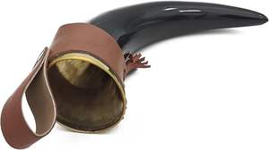 Authentique 12 pouces corne de buffle Ale Mead Cup fabriqué à la main nautique étui en cuir véritable poli Animal vin naturel Noël - Product Image 4