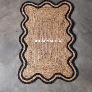 Wholesale Custom Scalloped Jute <b>Rugs</b> Eco <b>Boho</b> Handmade Carpets for Entryway or Living Room Bulk Orders - Product Image 1