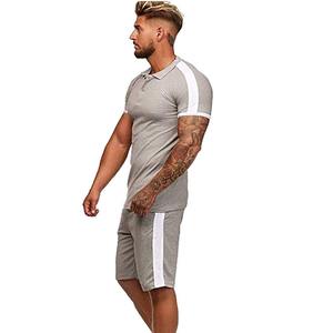 Conjunto de polo con cuello 2025 para hombre 100%, camiseta ajustada para hombre, Conjunto de camiseta de manga corta y pantalones cortos, Conjunto de camiseta y pantalones cortos para venta en línea - Product Image 2
