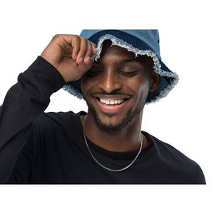 Chapeau Bob en Jean Vieilli Ike-Conic avec Broderie 3D, Tissu Velours Éponge Décontracté, Motif Camouflage Rayé, Nœuds et Image de Dessin Animé - Product Image 6