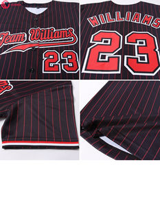 Maillot de baseball avec votre logo imprimé nom et numéro de l'équipe maillot de baseball blanc à fines rayures personnalisé - Product Image 3