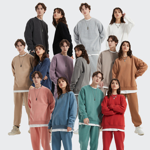 Sudadera de cuello redondo de tela de alta calidad de lana Unisex de manga larga con cuello redondo liso para hombre, sudaderas con capucha personalizadas de gran tamaño para hombre - Product Image 3