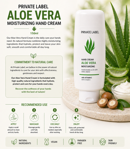 Crema de Manos de Aloe Vera de Marca Privada 150ml OEM |   Crema de Manos Hidratante y Reparadora para Piel Seca de Rápida Absorción |   España UE - Product Image 3