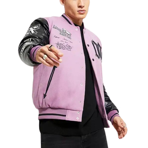 Chaqueta Universitaria de Invierno Personalizada para Hombre, Patrón de Letras Bordadas en Chenilla, Logotipo Frontal, Parche de Cuero Personalizado en la Manga, Chaquetas para Hombre - Product Image 1