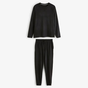 Set piyama katun dua potong untuk pria, kaos lengan panjang dan celana, Set piyama organik pakaian rumah kustom untuk pria - Product Image 3