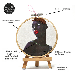 Aro de Bordado Moderno de Algodón Hecho a Mano para Colgar en la Pared - Edición de Belleza Audaz de Alto Contraste, Diseño Paparesta Redondo de 10 cm - Product Image 2