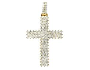 Moissanite diamante redondo en S925 plata esterlina chapado en oro estilo Hip Hop fiesta Cruz colgante para hombres y mujeres - Product Image 1