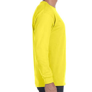 T-shirt à manches longues pour homme de haute qualité, 100% coton, respirant, coupe classique, noir, tendance - Product Image 3