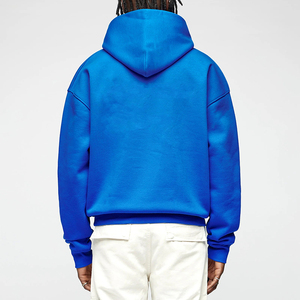 Ropa de calle de lana azul oscuro de algodón grueso de alta calidad, lisa, de gran tamaño, en blanco, venta al por mayor, sudaderas con capucha sin cordón Reino Unido - Product Image 3