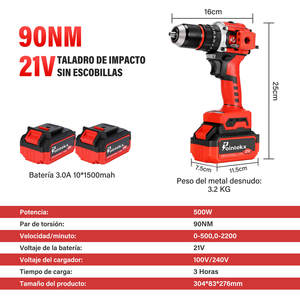 Trapano a Percussione Pointekx 21V Brushless con Mandrino da 13mm, Batteria 3.0Ah, Rosso e Nero, Utensile Elettrico Professionale per Uso Domestico - Product Image 4