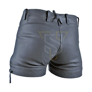 Meilleure vente Short en cuir de conception personnalisable pour hommes de haute rue séchage rapide tissu respirant fermeture éclair braguette mi solide Service OEM - Product Image 2