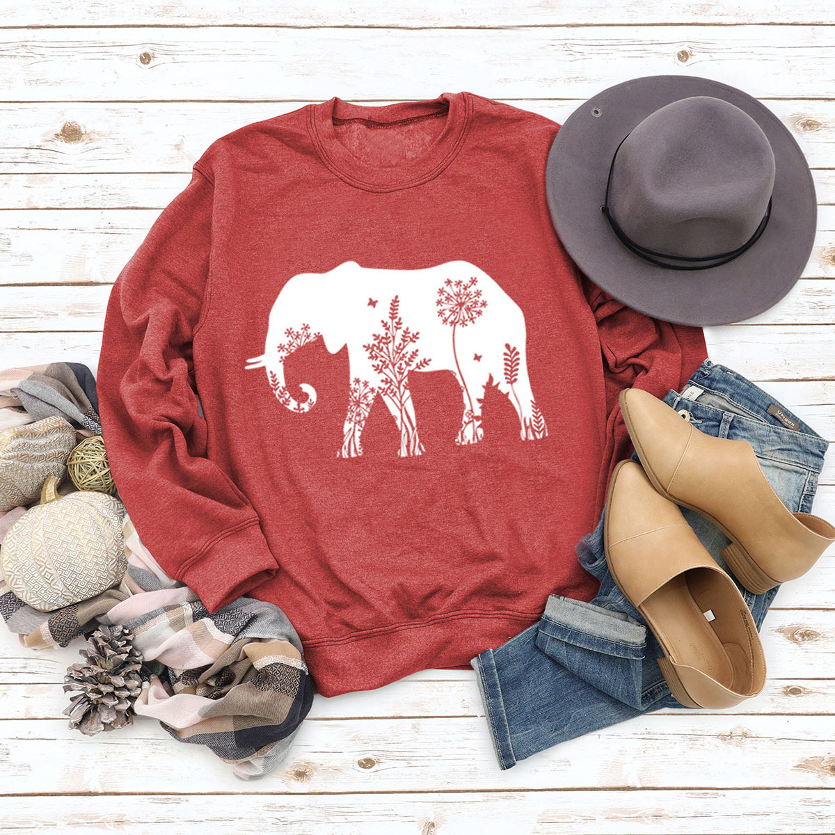 Red sweatshirt (white font)